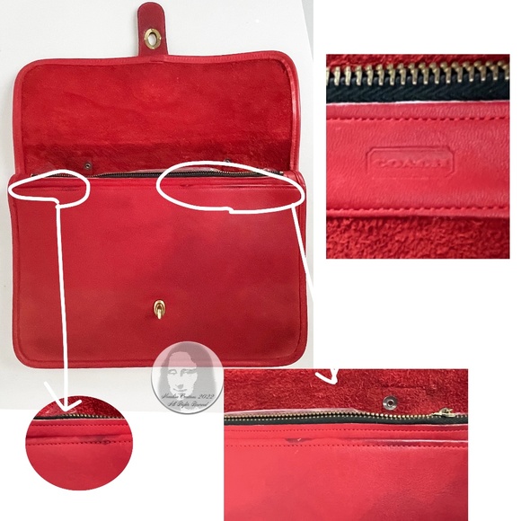 Vintage Coach Bag Handle Clutch Portfolio Red Leather Rare Pre Creed 1970s NYC - Picture 17 of 17